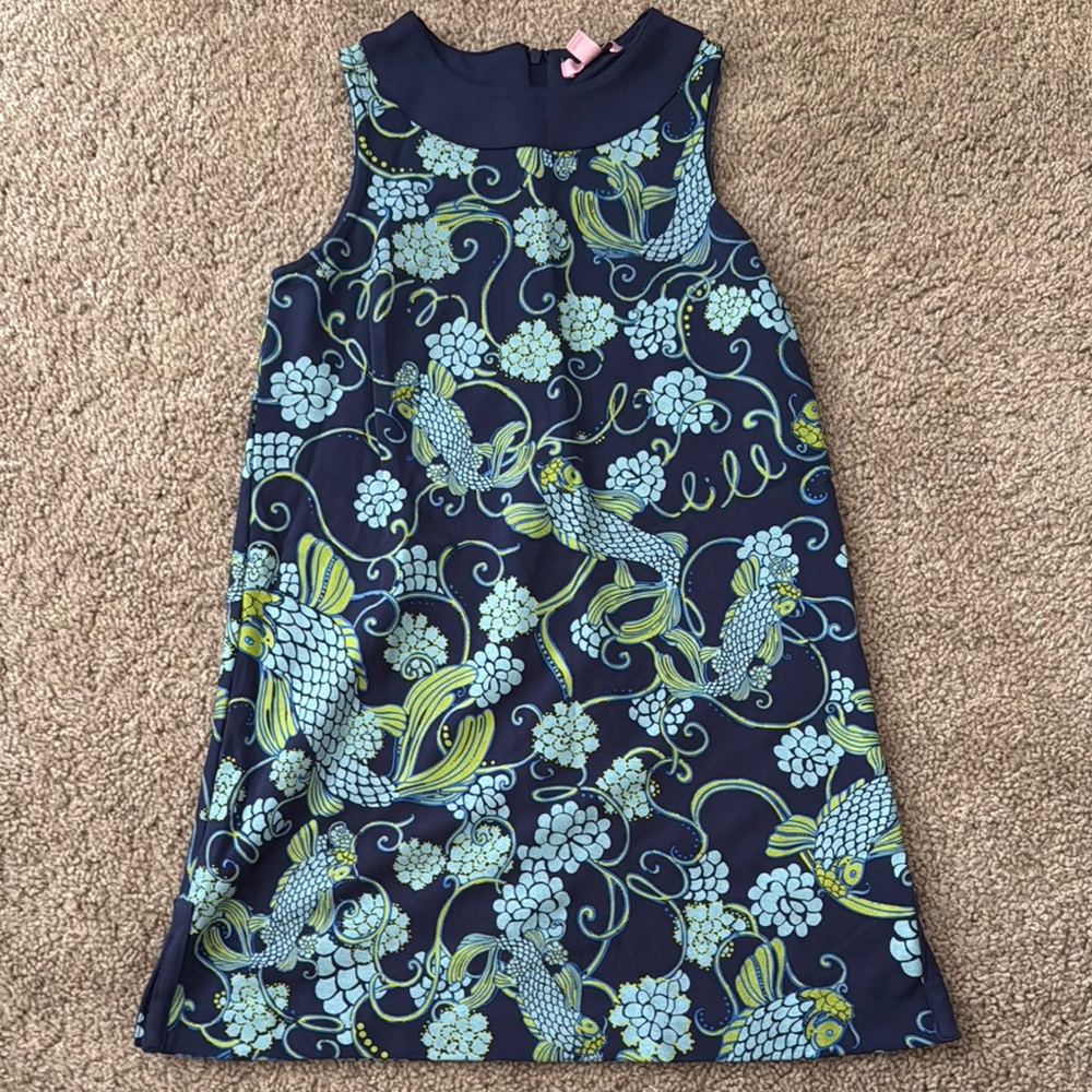 Lilly Pulitzer Navy and Lime Fish Print Dress